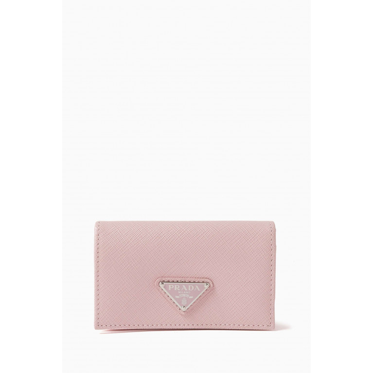 Prada - Logo-detail Wallet in Saffiano Leather Pink