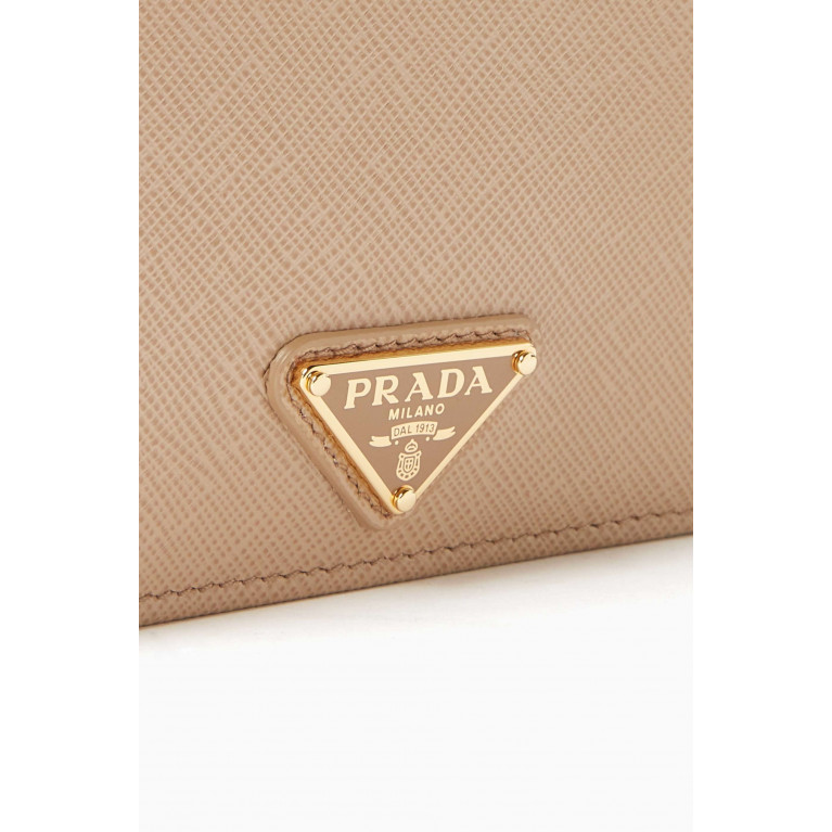 Prada - Small Triangle Logo Wallet in Saffiano Leather Neutral