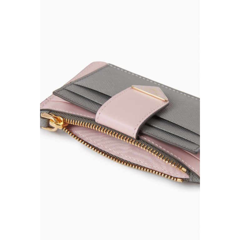 Prada - Bi-colour Cardholder in Saffiano Leather Grey