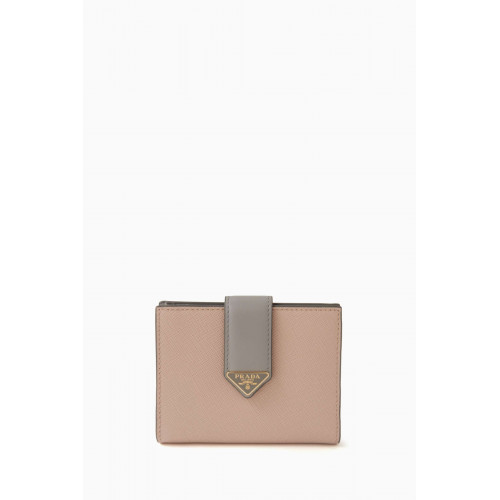 Prada - Small Bi-colour Wallet in Saffiano Leather Neutral