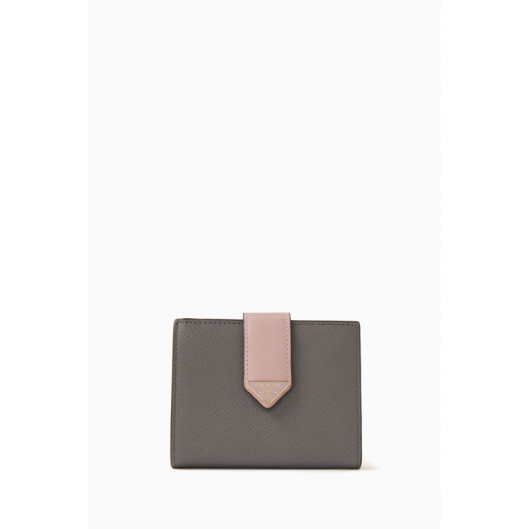 Prada - Small Bi-colour Wallet in Saffiano Leather Grey