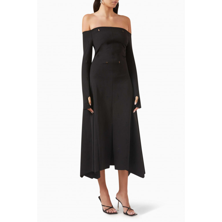 CHATS by C.Dam - Collins Off-shoulder Cut-out Midi Dress in Stretch-jersey