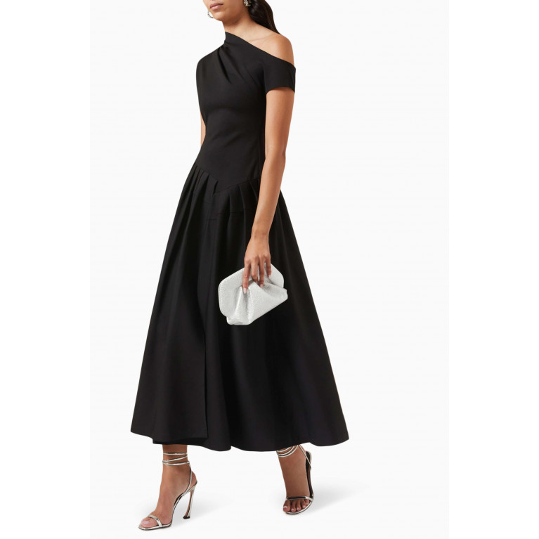 CHATS by C.Dam - One-shoulder Midi Dress in Double-jersey Black