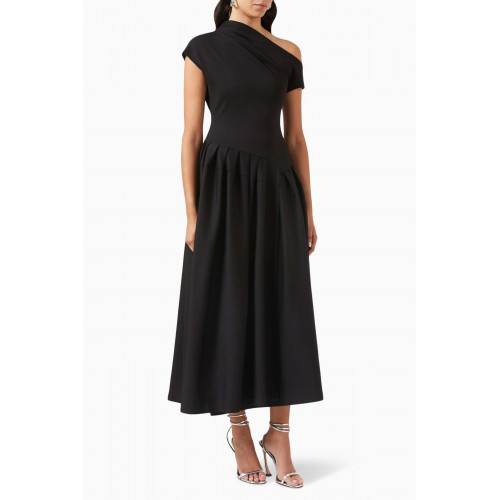 CHATS by C.Dam - One-shoulder Midi Dress in Double-jersey Black