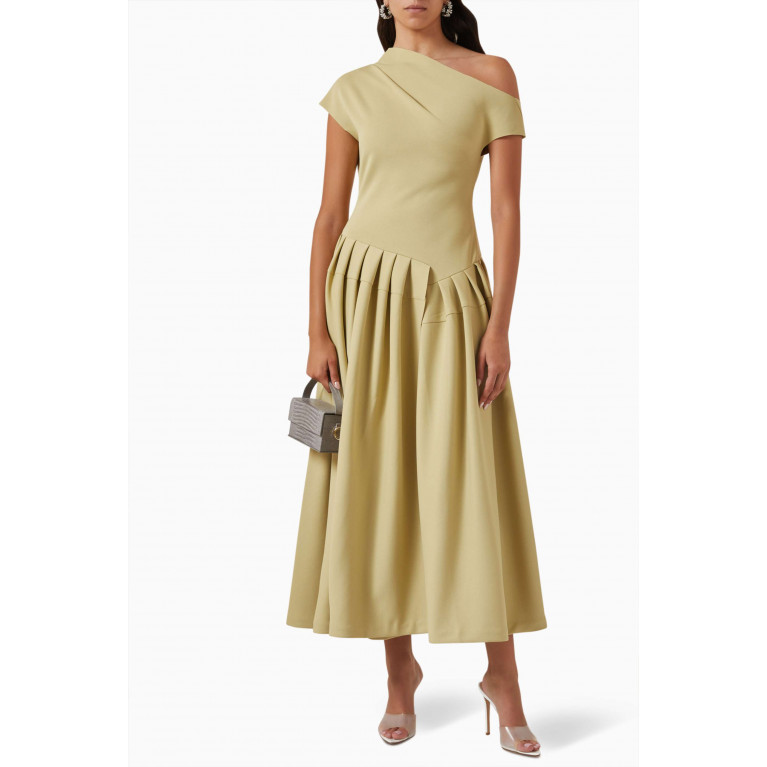 CHATS by C.Dam - One-shoulder Midi Dress in Double-jersey Green