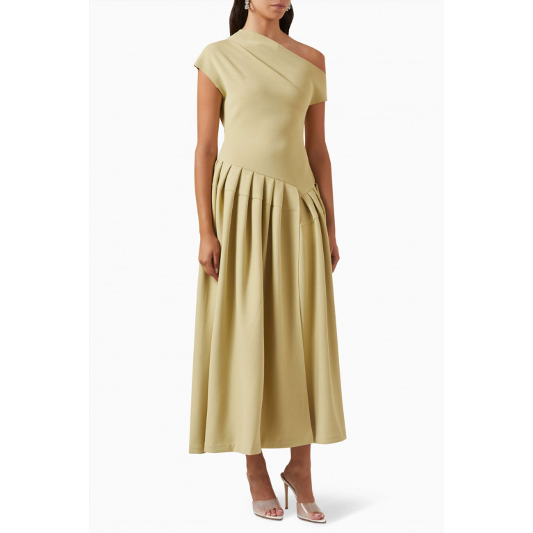 CHATS by C.Dam - One-shoulder Midi Dress in Double-jersey Green