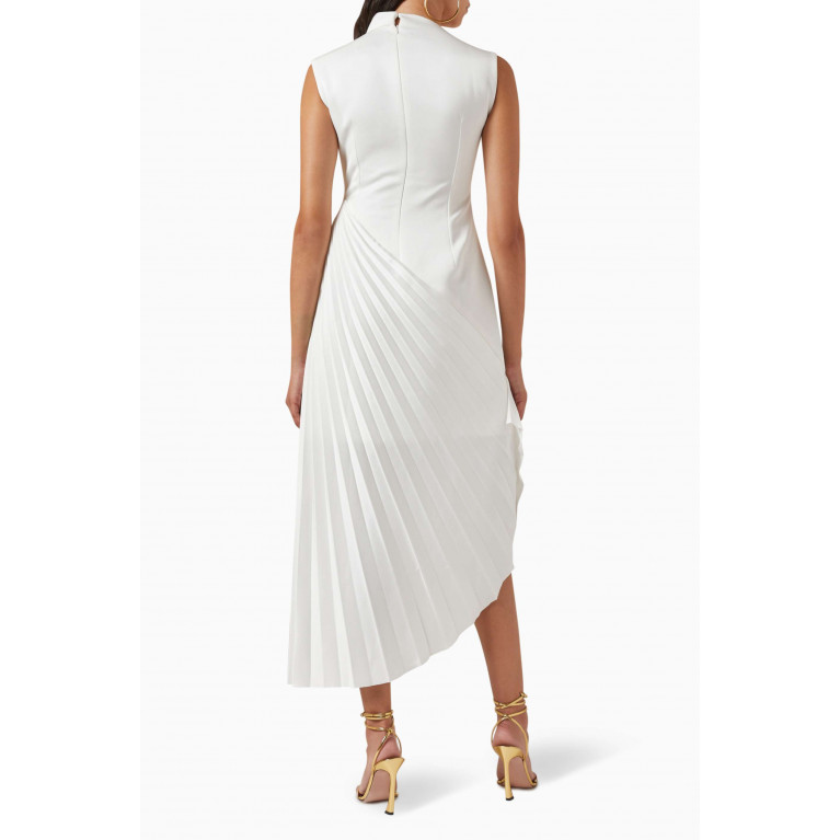 CHATS by C.Dam - Asymmetrical Pleated-skirt Midi Dress in 3D Spandex