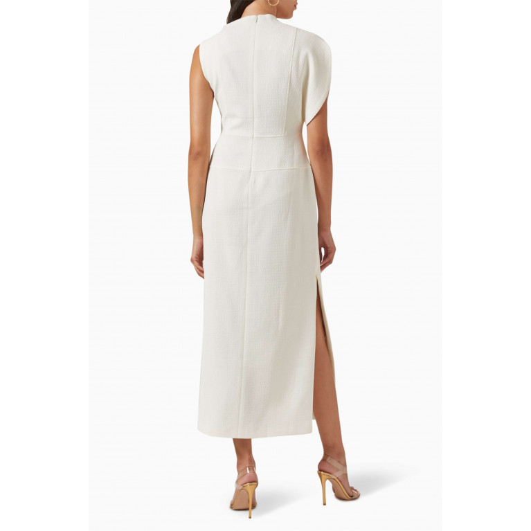 CHATS by C.Dam - Asymmetrical Midi Dress in Crinkled-poplin White