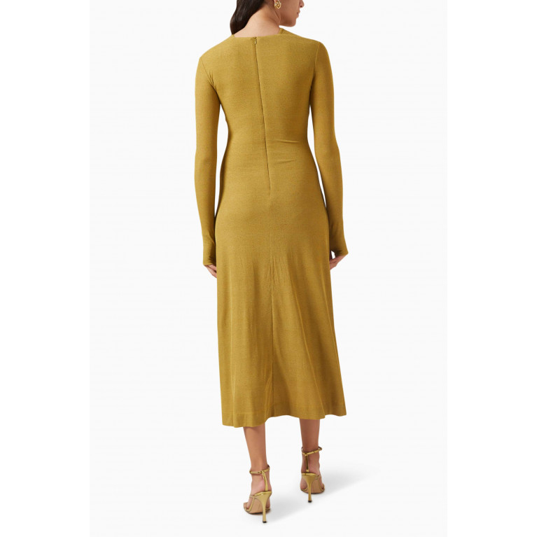CHATS by C.Dam - Off-shoulder Cut-out Midi Dress in Jersey-knit Yellow