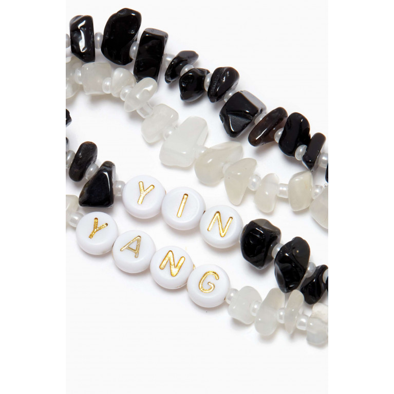 T Balance - "Yin & Yang" Black Onyx & Moonstone Crystal Healing Bracelet Duo