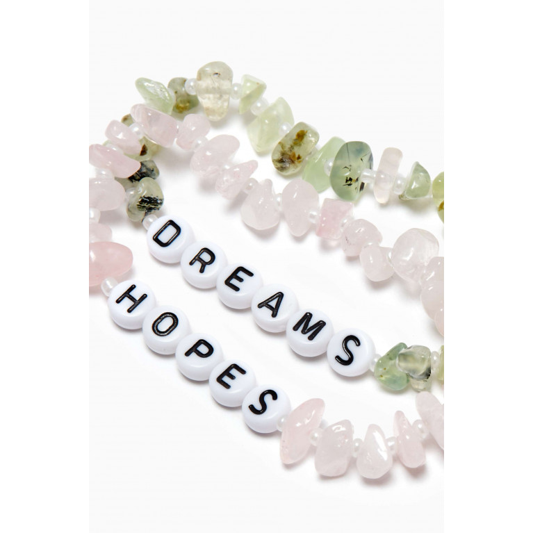 T Balance - "Hopes & Dreams" Rose Quartz & Prehnite Crystal Healing Bracelet Duo