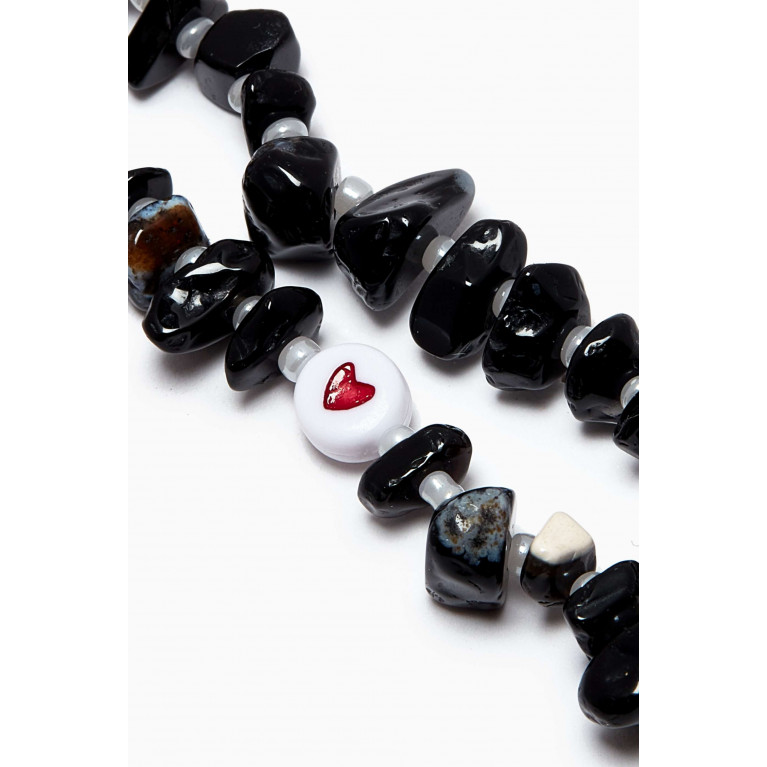 T Balance - Love Heart Black Onyx Crystal Healing Anklet Black