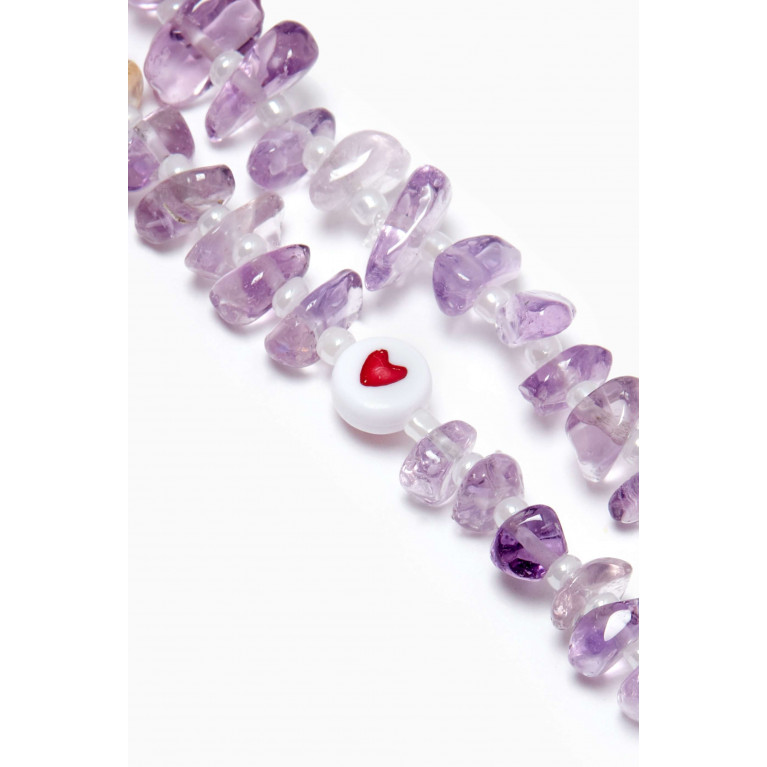 T Balance - Love Heart Crystal Healing Anklet Purple