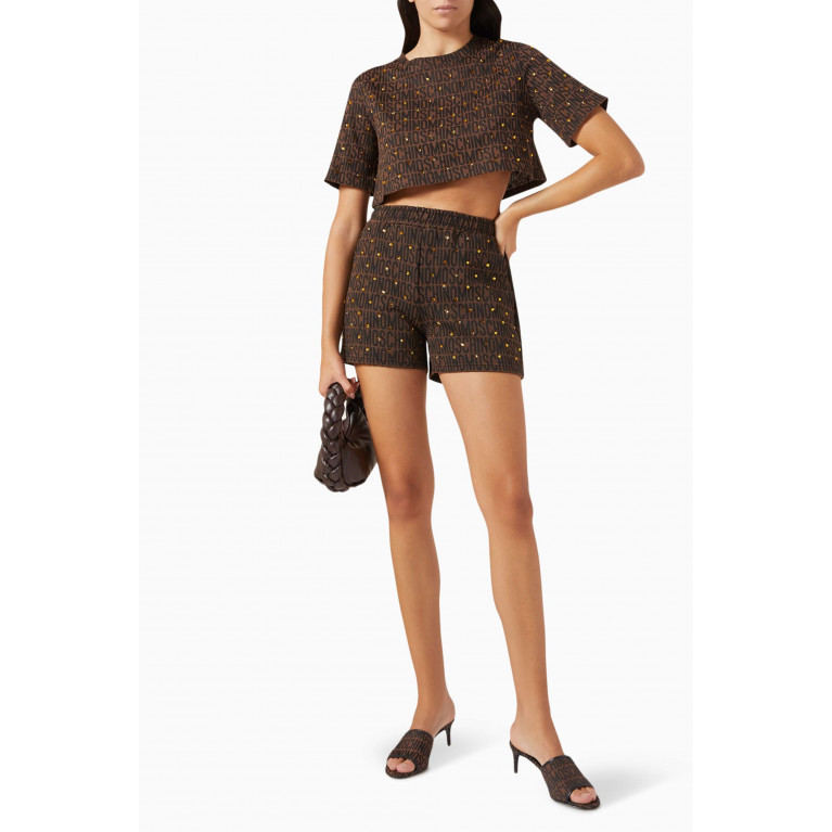 Moschino - Allover Logo Shorts in Cotton-blend