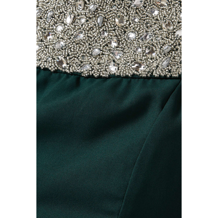 Raishma - Off-shoulder Gown in Crepe Green