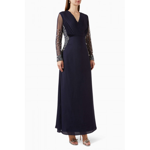 Raishma - Embellished Gown in Crepe Blue
