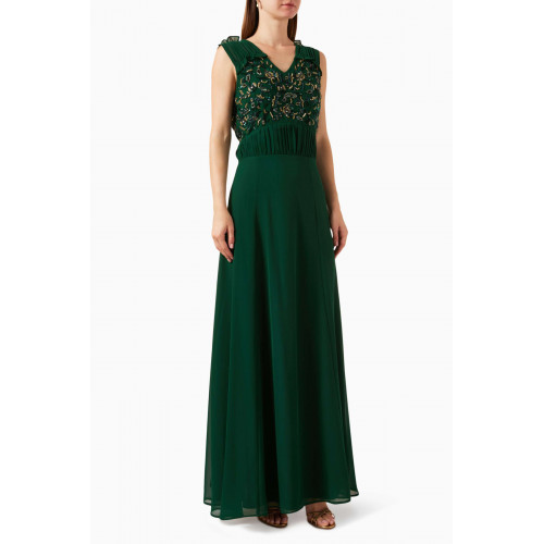 Raishma - Embellished Gown in Georgette Green