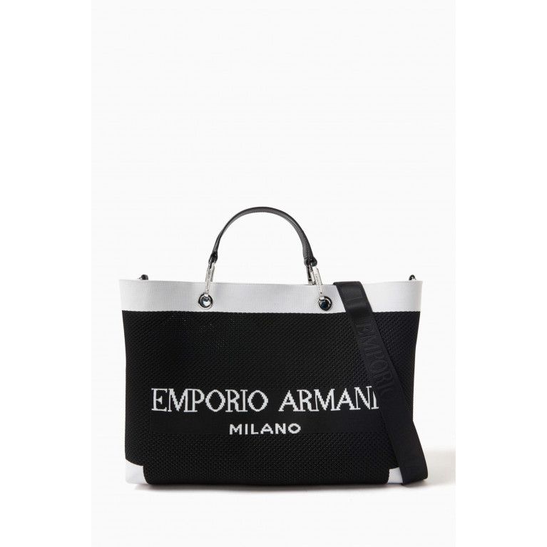 Emporio Armani - Medium Logo Shopper Tote Bag in Mesh-knit