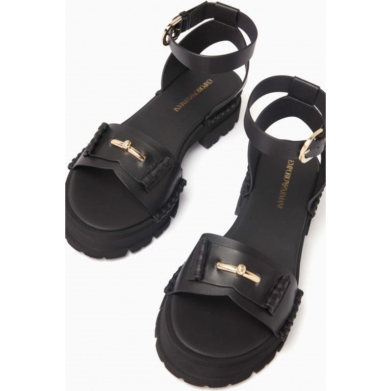 Emporio Armani - Boule Gold-Trim Sandals in Leather