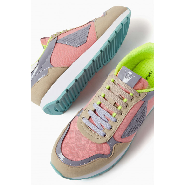 Emporio Armani - Ally Low-top Sneakers in Suede & Leather Multicolour