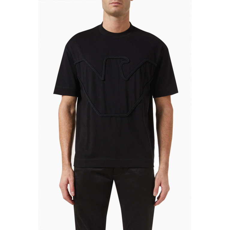 Emporio Armani - Eagle Logo T-shirt in Cotton Jersey Black