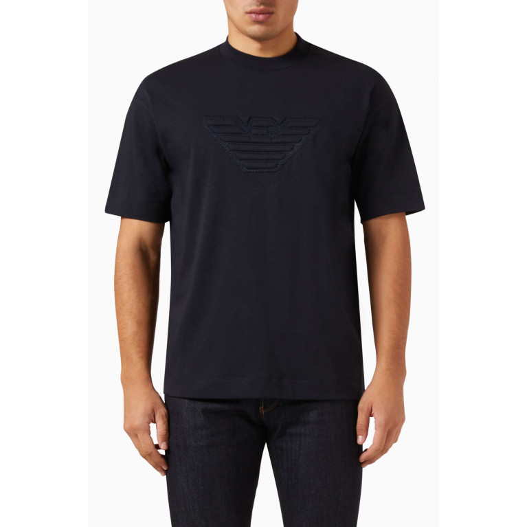 Emporio Armani - Padded Eagle T-Shirt in Cotton Blue