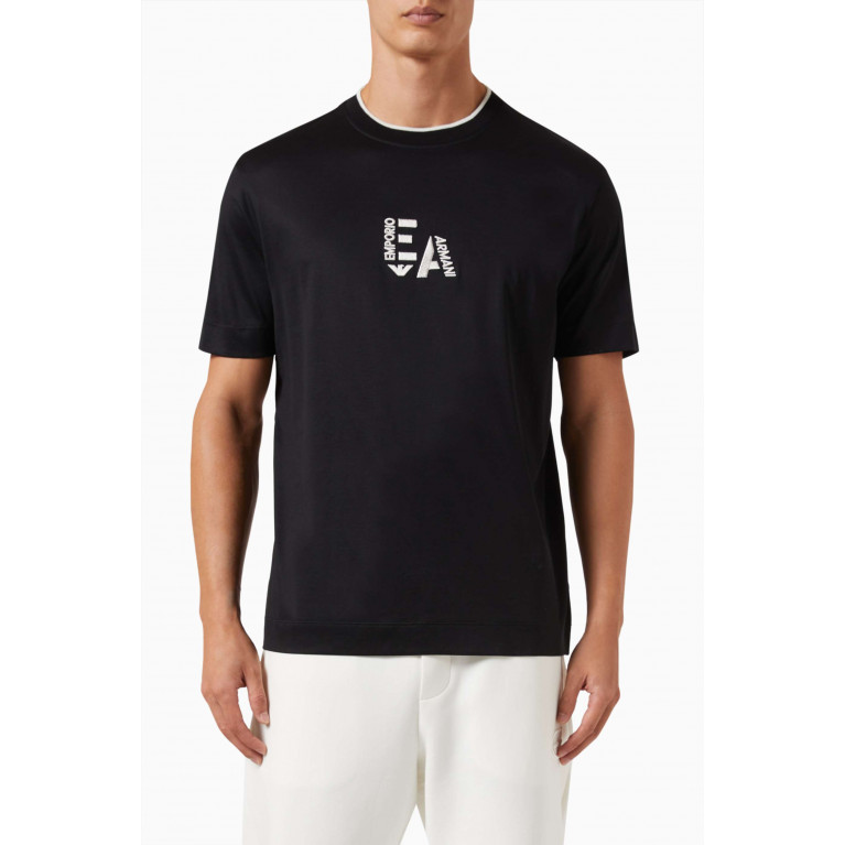 Emporio Armani - Logo T-shirt in Cotton Jersey Black