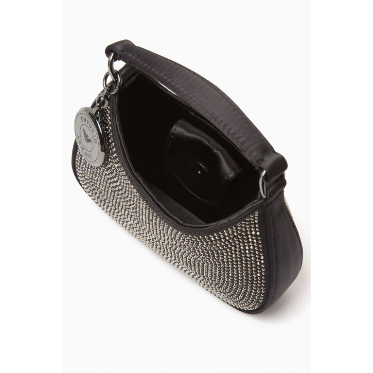 Emporio Armani - XSmall Rhinestone Top Handle Bag in Faux Leather Black