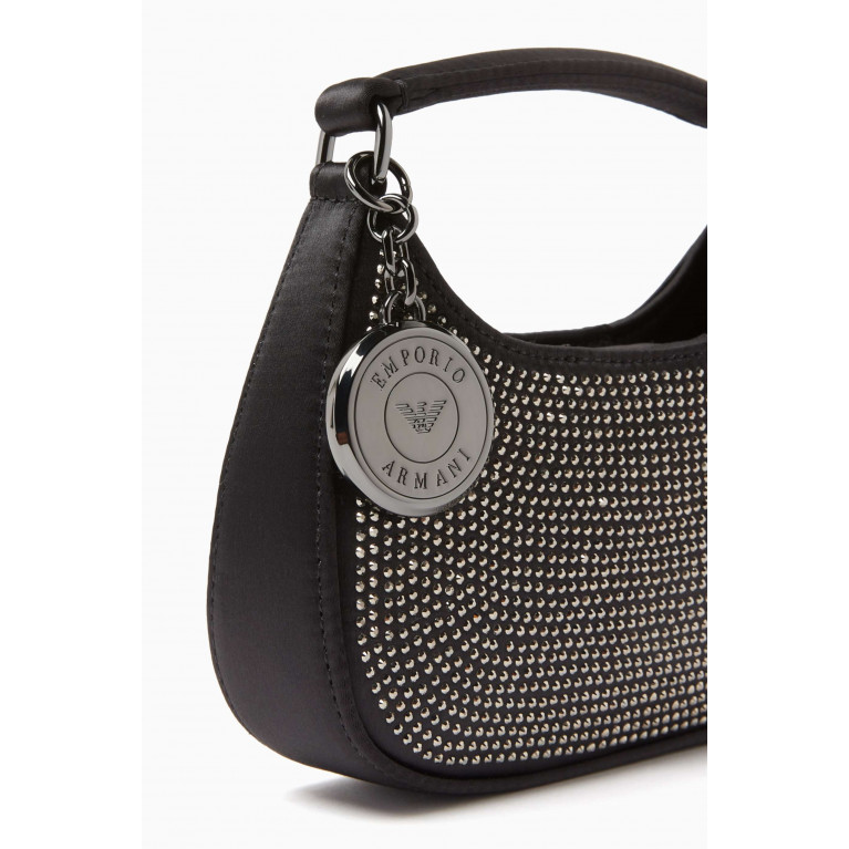 Emporio Armani - XSmall Rhinestone Top Handle Bag in Faux Leather Black