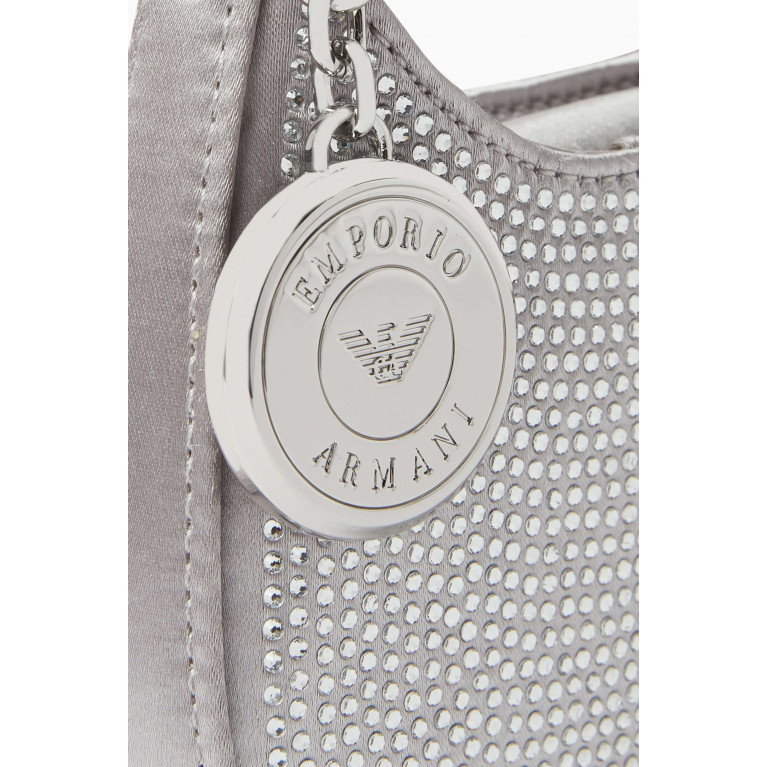 Emporio Armani - XSmall Crystal-embellished Bag in Satin Silver