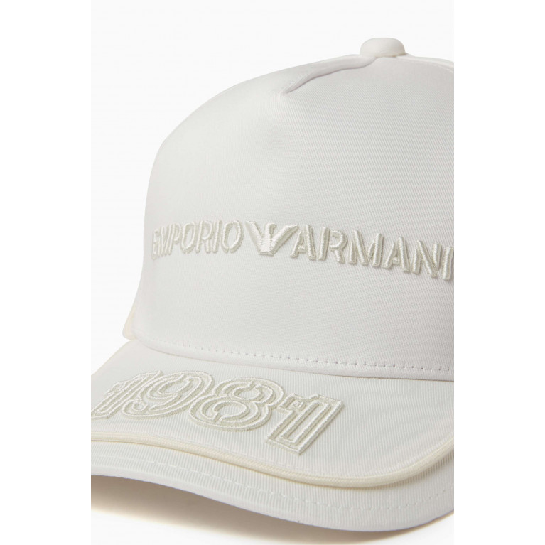 Emporio Armani - EA Embroidered Baseball Hat in Gabardine White