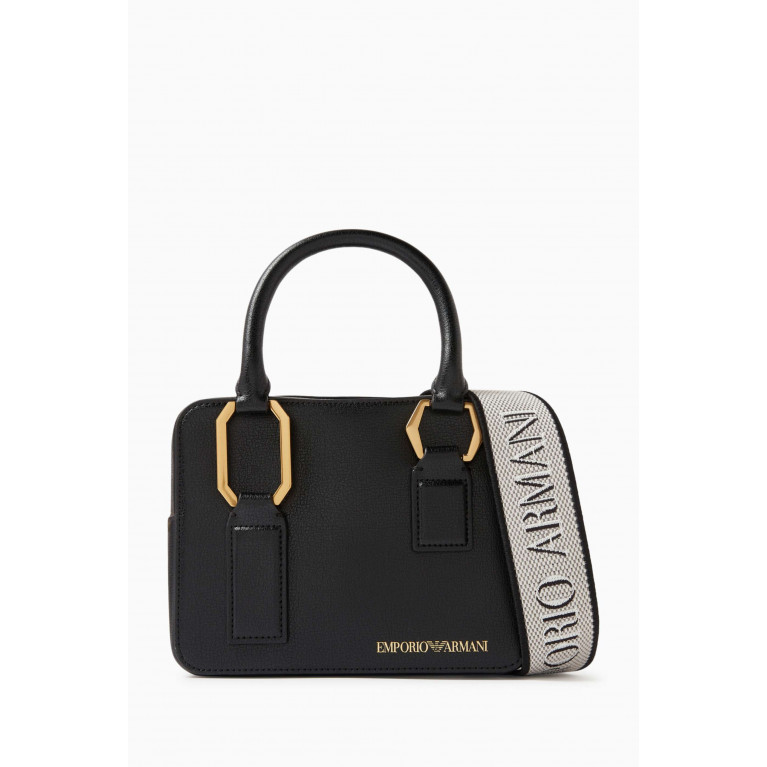 Emporio Armani - Medium EA Top Handle Bag in Leather Black