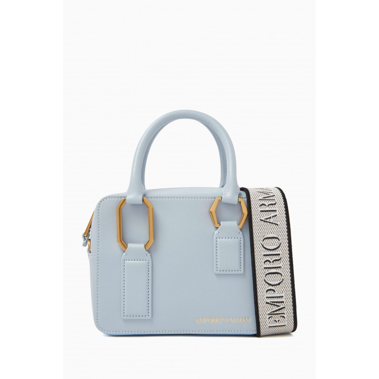 Emporio Armani - Medium EA Top Handle Bag in Leather Blue