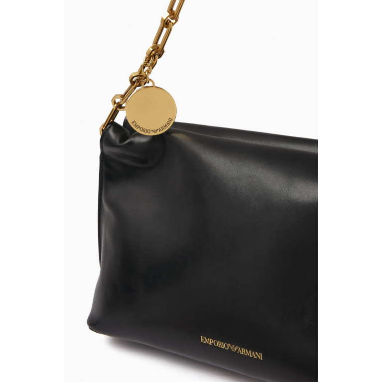 Emporio Armani - EA Chain Strap Shoulder Bag in Leather Black