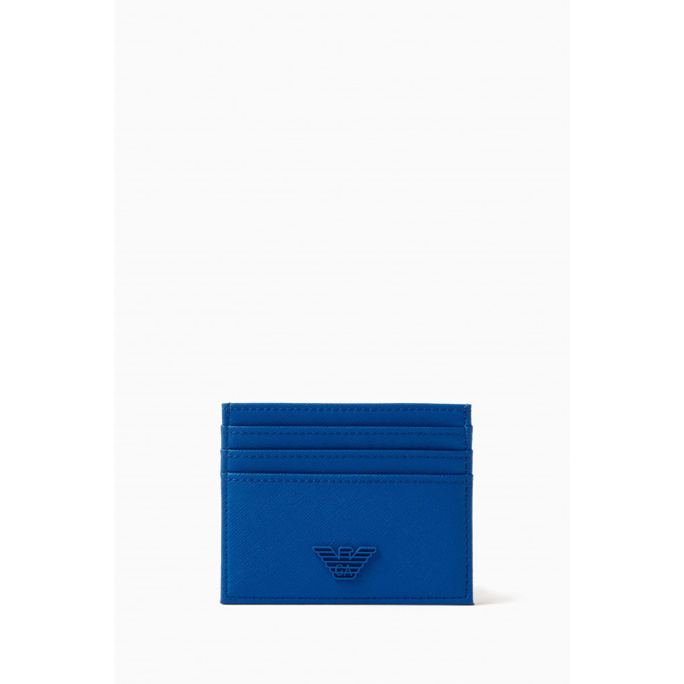 Emporio Armani - EA Eagle Card Holder in Saffiano Leather Blue