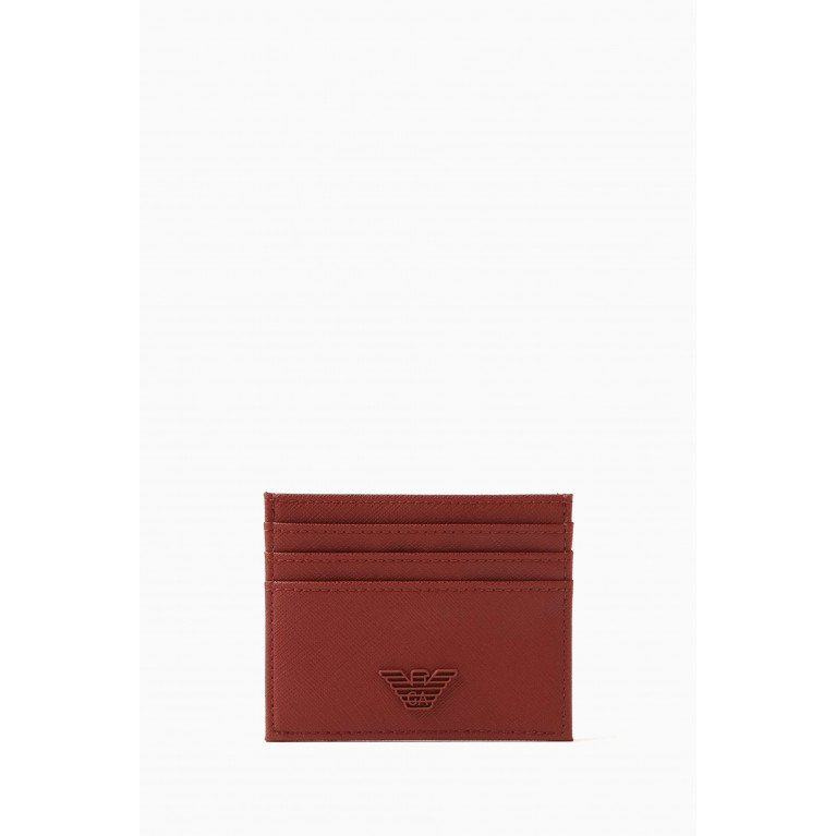 Emporio Armani - EA Eagle Card Holder in Saffiano Leather Orange