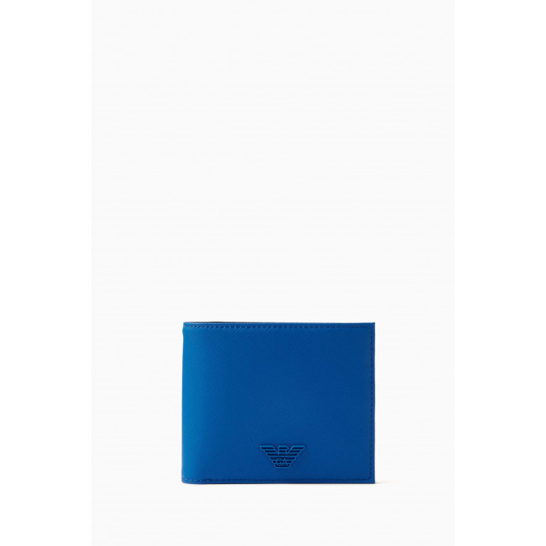 Emporio Armani - EA Eagle BiFold Wallet in Saffiano Leather Blue