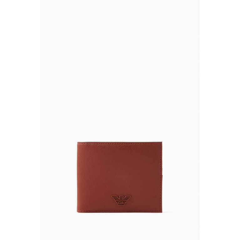 Emporio Armani - EA Eagle BiFold Wallet in Saffiano Leather Orange