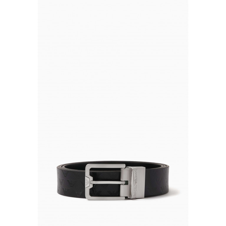 Emporio Armani - Logo Buckle Reversible Belt in Leather Black