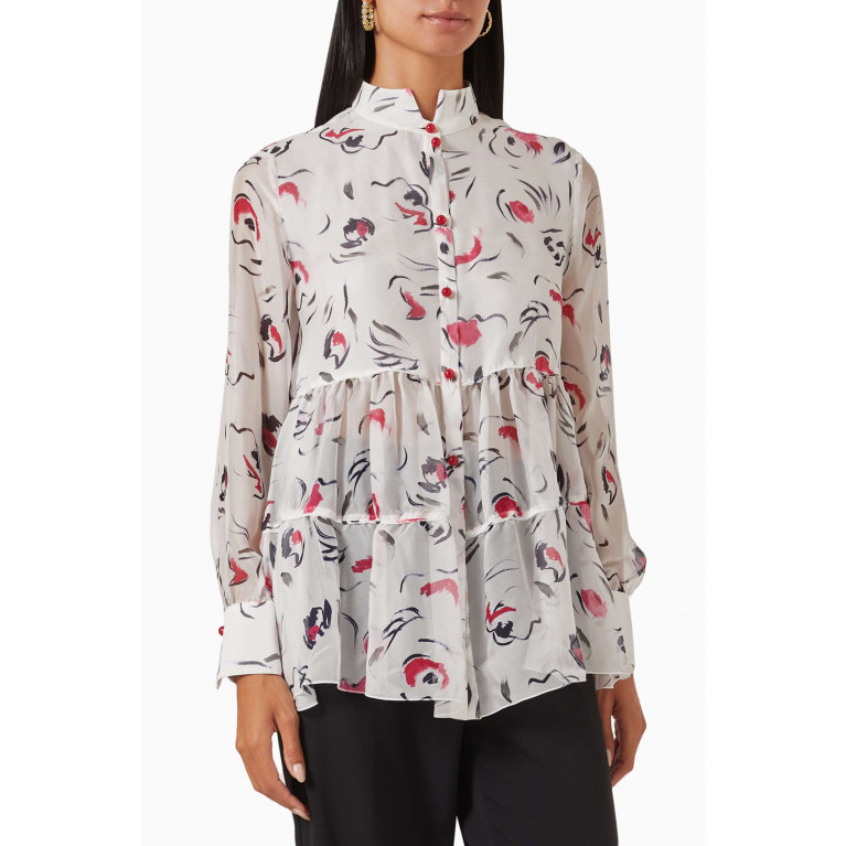 Emporio Armani - Floral-print Tiered Shirt in Silk