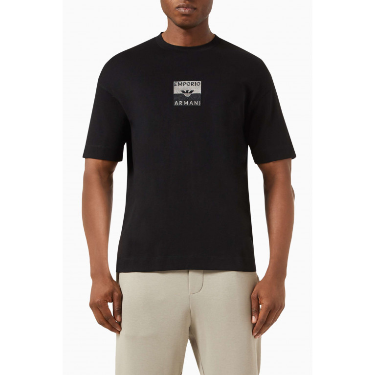 Emporio Armani - Embroidered-logo T-shirt in Cotton-jersey Black