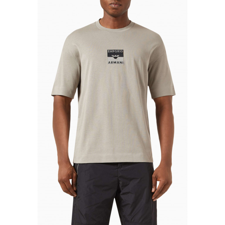 Emporio Armani - Embroidered-logo T-shirt in Cotton-jersey Grey