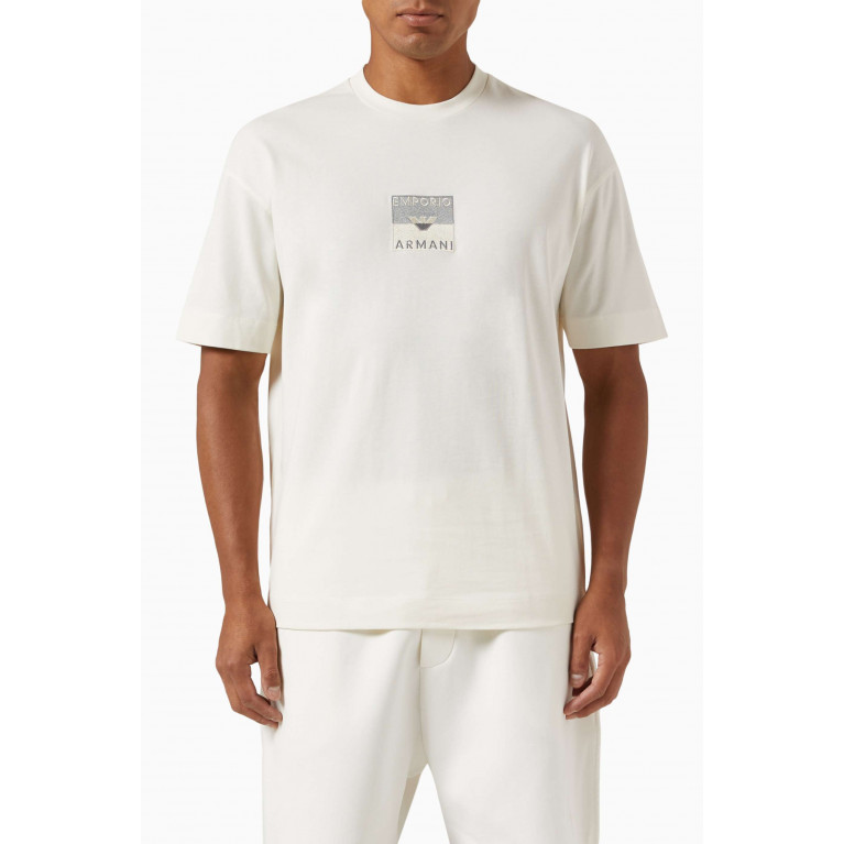 Emporio Armani - Embroidered-logo T-shirt in Cotton-jersey White