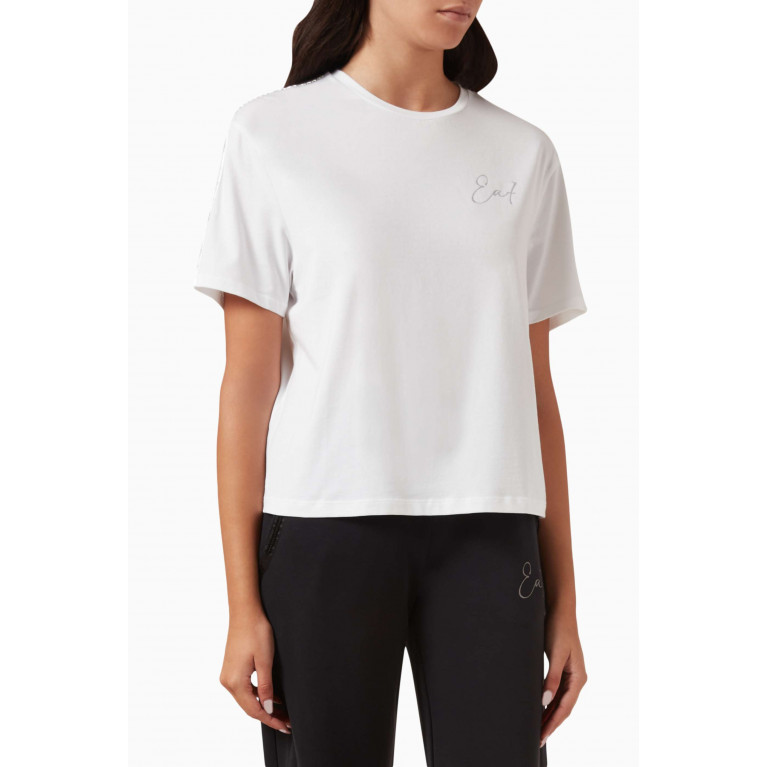 Emporio Armani - EA7 Embellished T-shirt in Stretch Modal-blend White