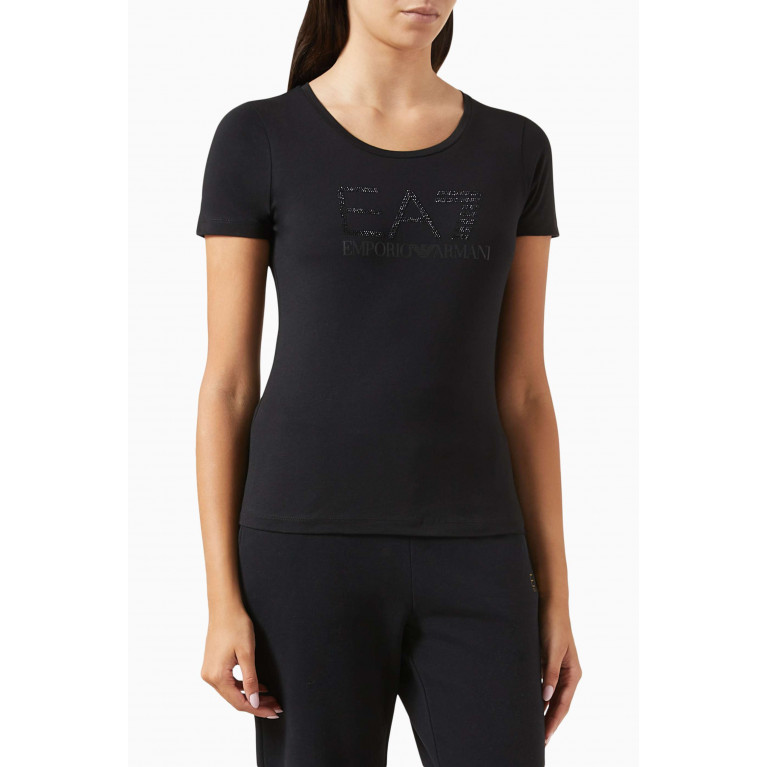 Emporio Armani - Logo Embellished T-shirt in Cotton-jersey Black