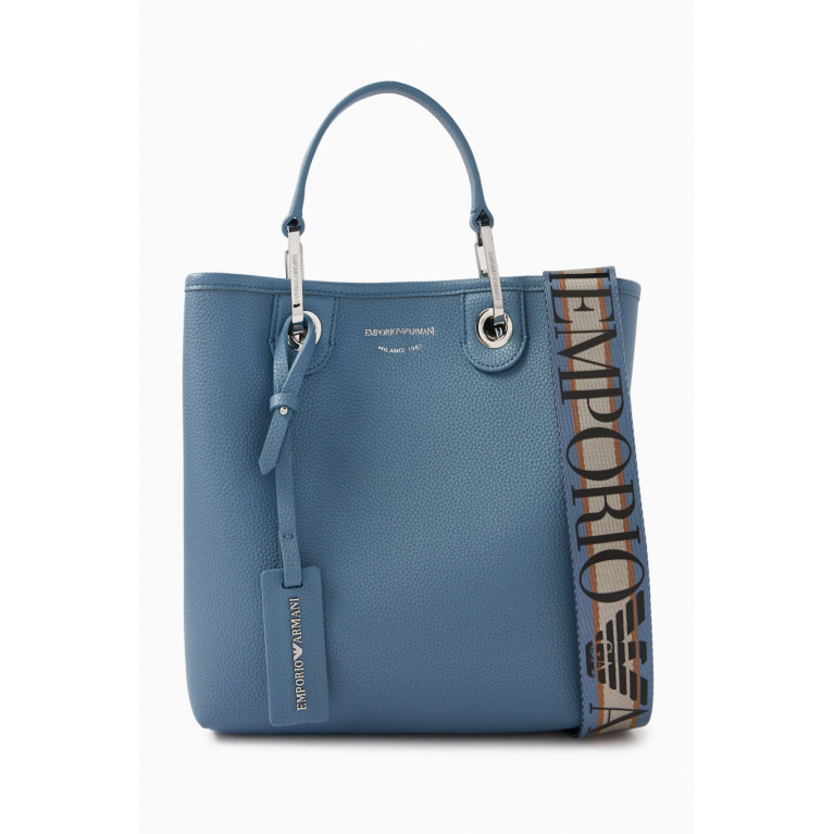 Emporio Armani - Deer-print Shopper Tote Bag in Faux-leather Blue