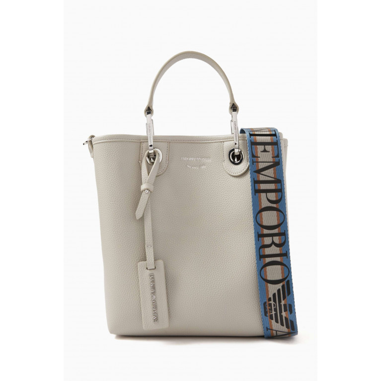 Emporio Armani - Deer-print Shopper Tote Bag in Faux-leather Grey