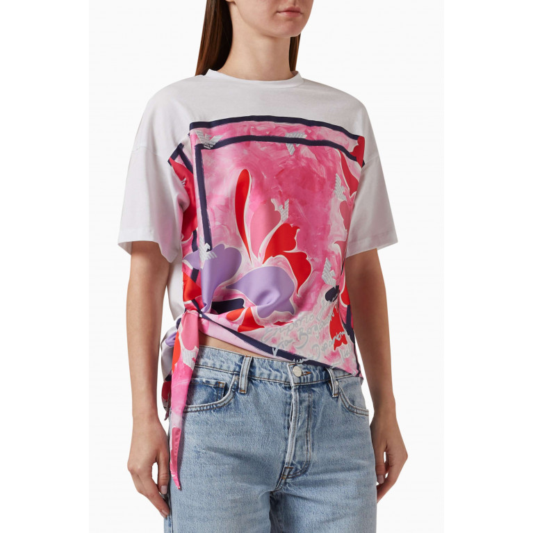 Emporio Armani - Tie-up Scarf T-shirt in Cotton