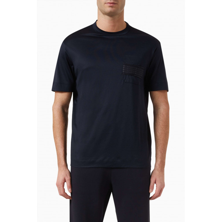 Emporio Armani - Pocket T-shirt in Lyocell Blend Blue