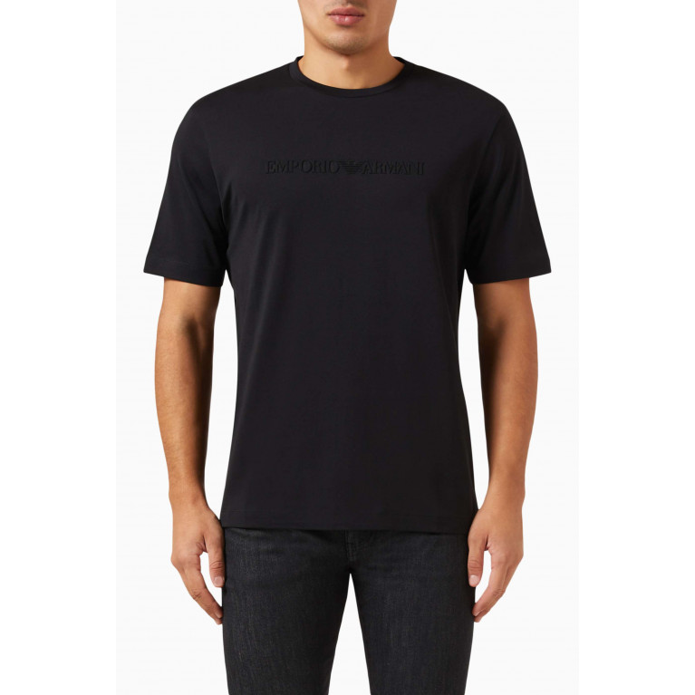 Emporio Armani - Logo T-shirt in Cotton Jersey Black